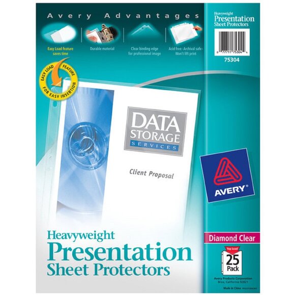 Pack of 25 Avery Diamond Clear Heavyweight Sheet Protectors, Acid Free, 75304 - Picture 7 of 7
